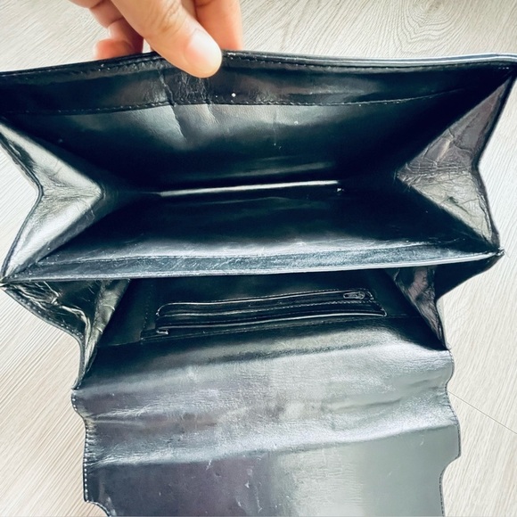 CARTIER BLACK LEATHER VINTAGE TOTE BAG GOLD TONE HARDWARE THE IS CARTIER - Picture 10 of 17